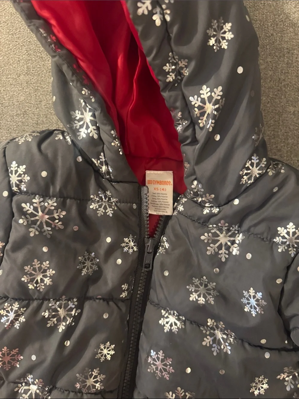 3/$15- Girls Snowflake Puffer Jacket with Red Lining